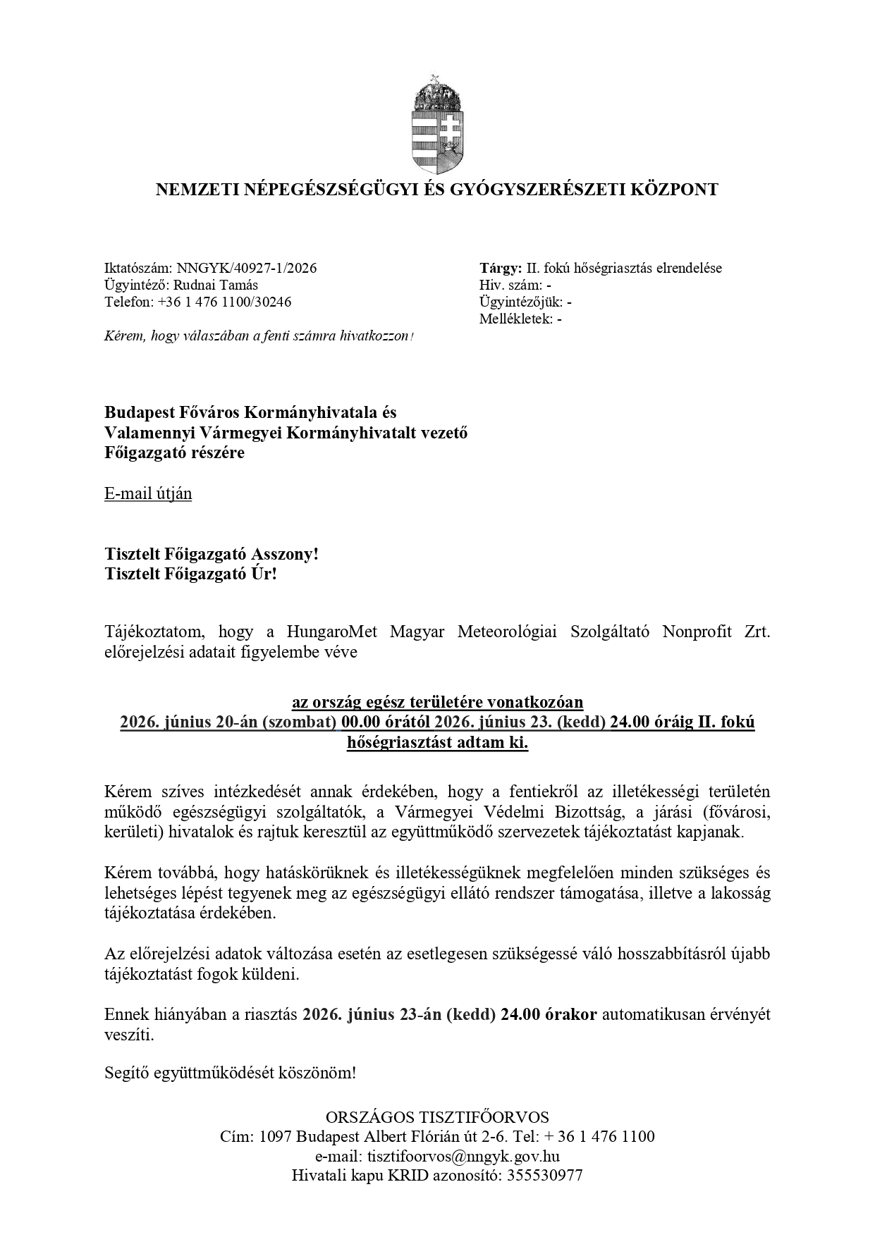 Hőségriasztás